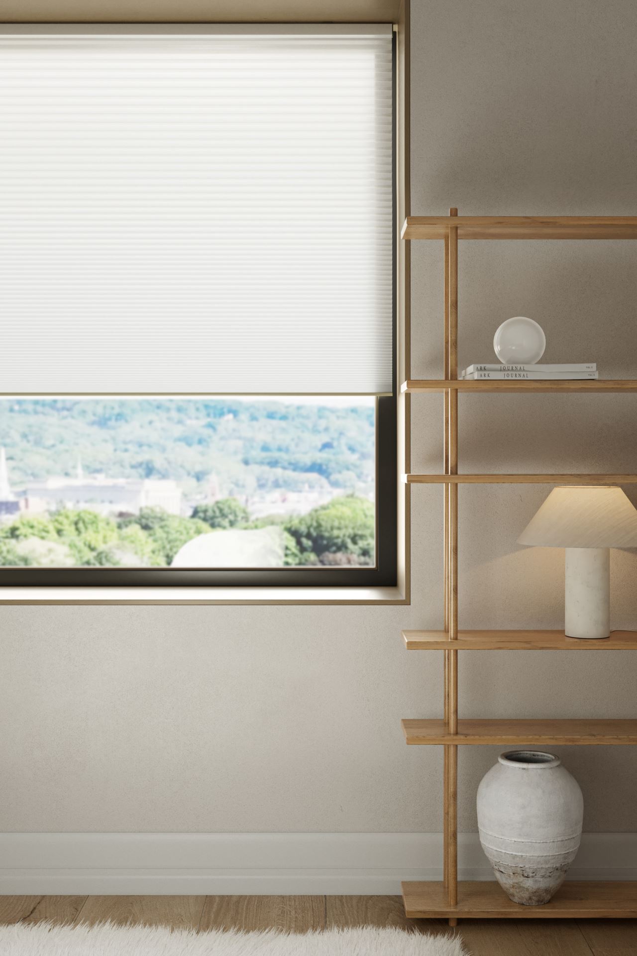 Lysfilt. dobbel plisségardin hvit - 4