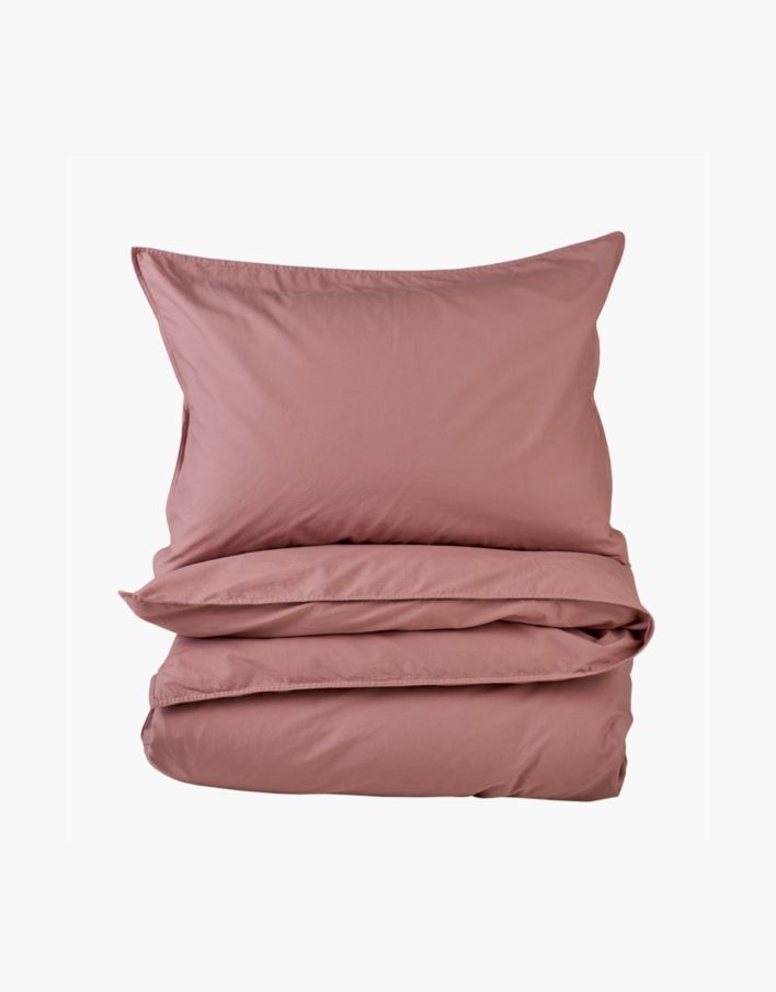 Bomull sengesett gammelrosa - 140x200+50x70 cm gammelrosa - 1