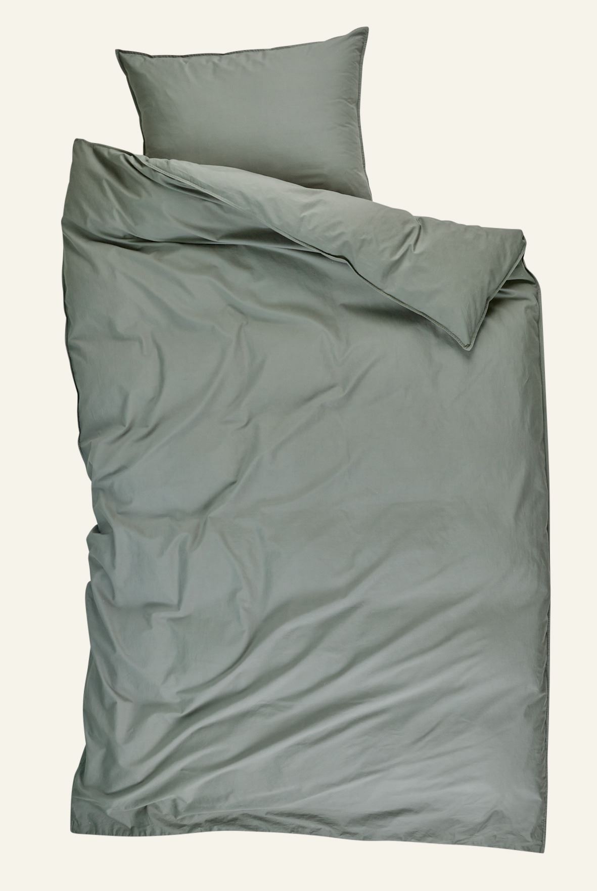 Bomull sengesett olivengrønn - 140x200 cm/50x70 cm olivengrønn - 1