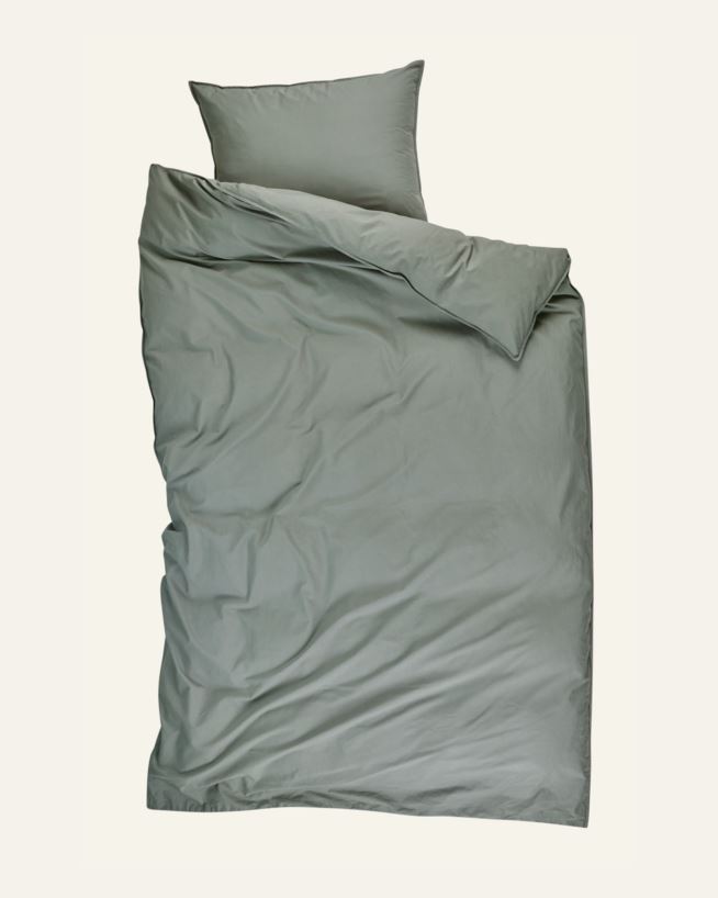 Bomull sengesett olivengrønn - 140x200 cm/50x70 cm olivengrønn - 1