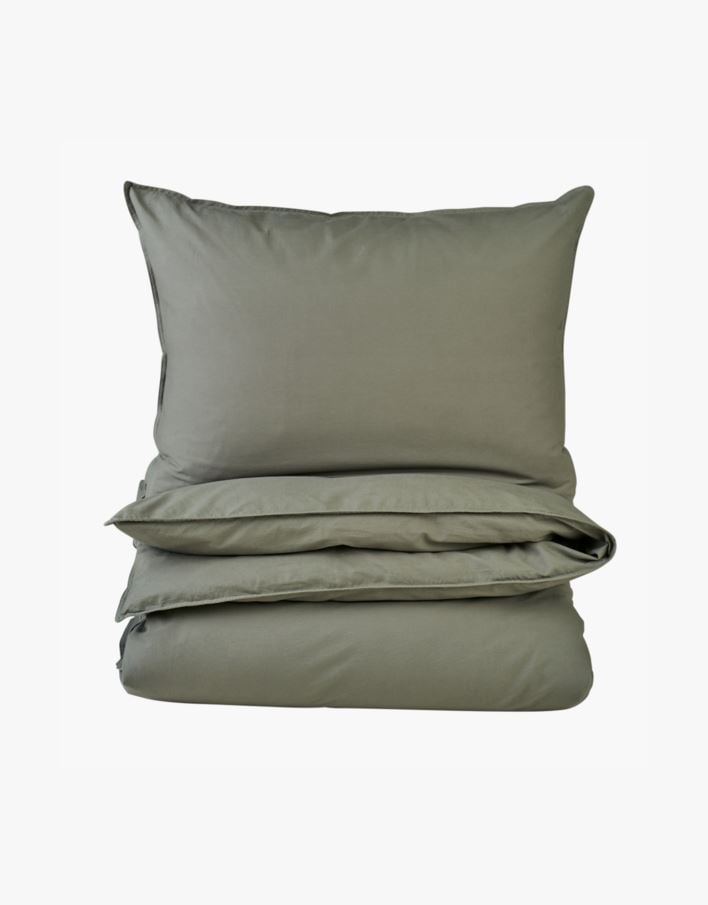 Bomull sengesett olivengrønn - 140x200 cm olivengrønn - 1