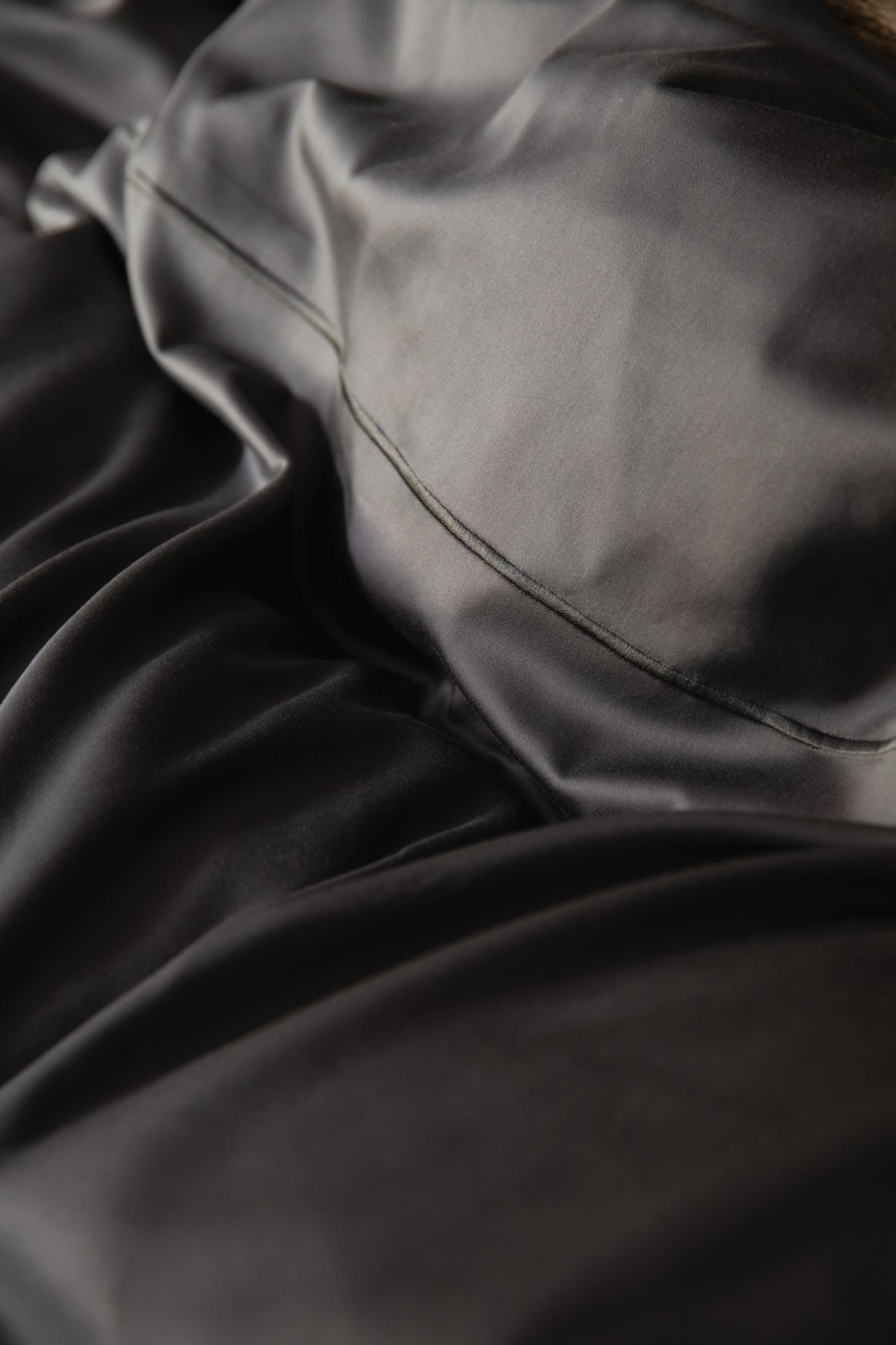 Egyptisk bomull sateng sengesett grå - 2