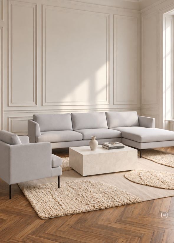 Sofa sjeselong høyre beige - 4