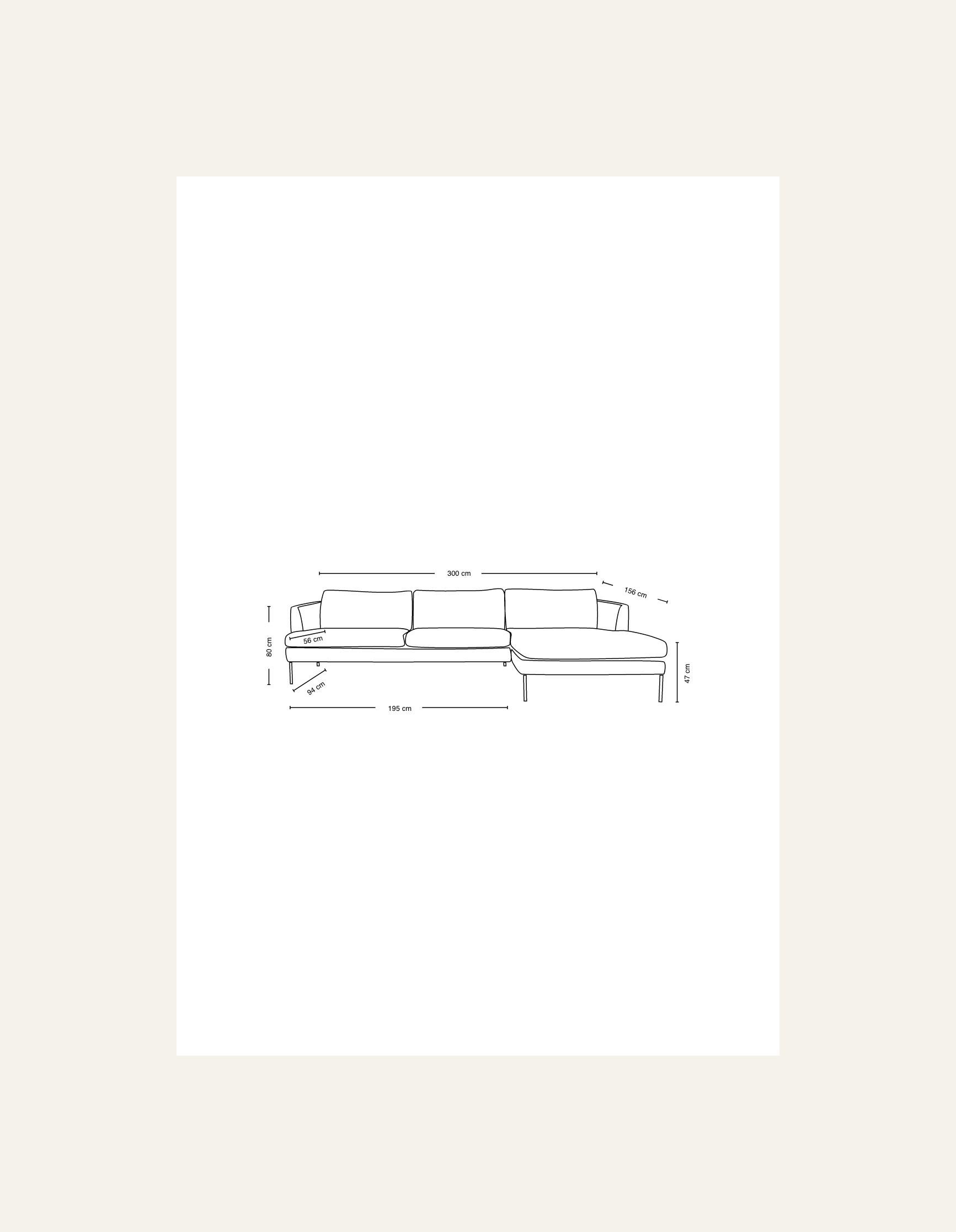 Sofa sjeselong venstre beige - 9