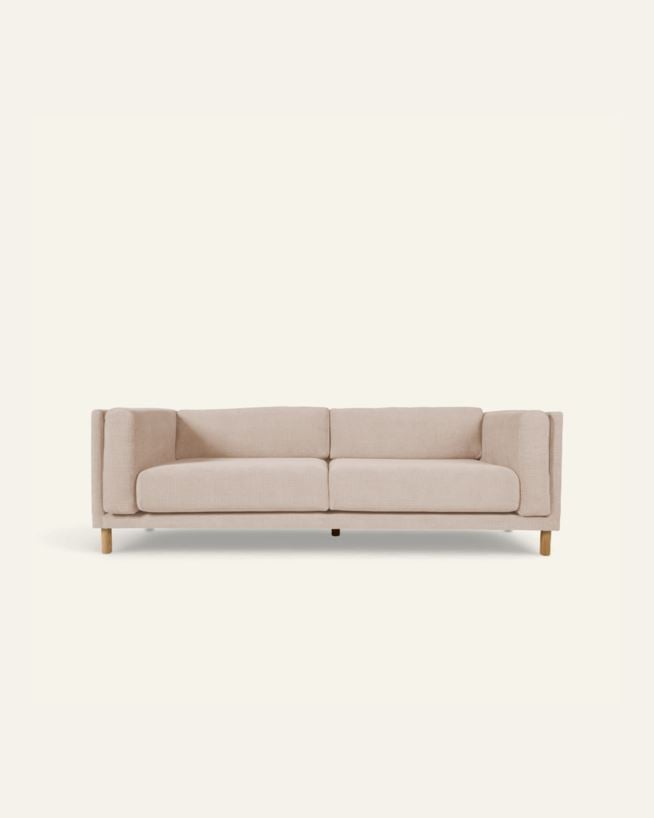 3 seter sofa lys beige - 221x88x68 cm lys beige - 1