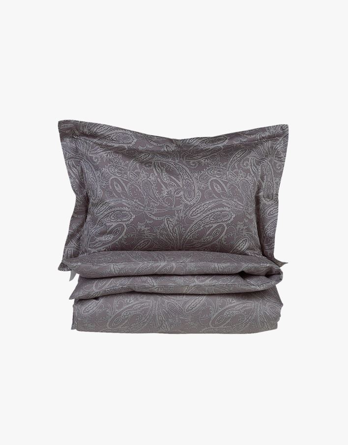 Egyptisk bomull sateng sengesett grå - 140x220 cm grå - 1