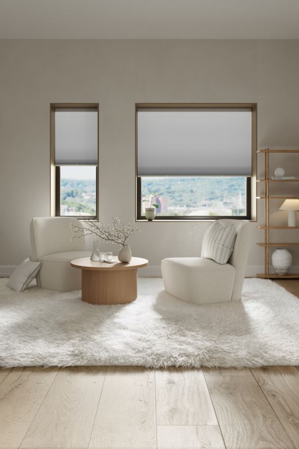 Lystett dobbel plisségardin hvit - 3