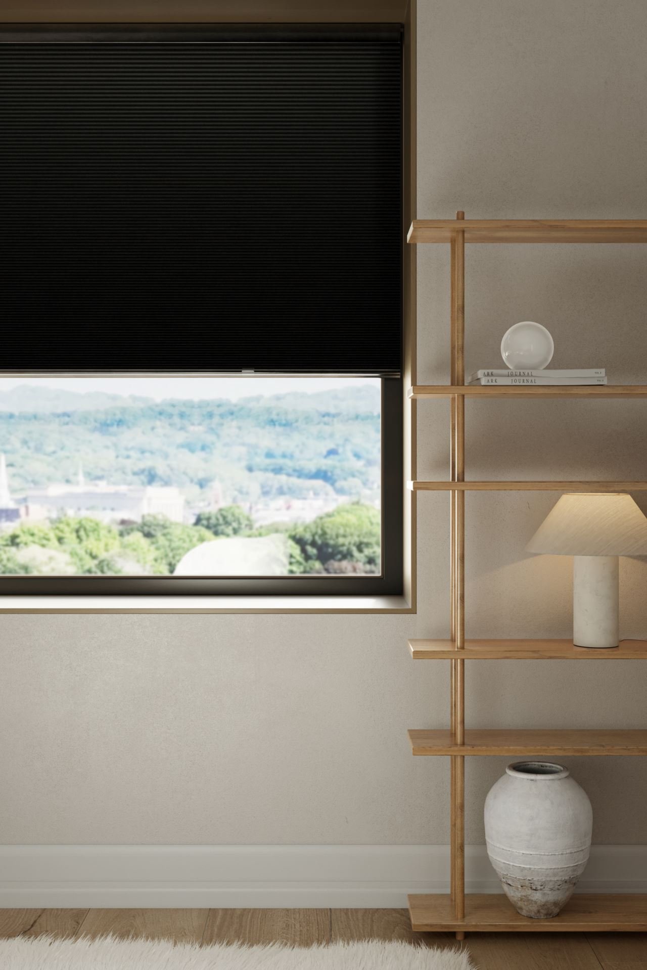 Lystett dobbel plisségardin svart - 4