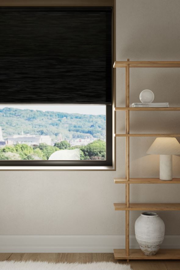 Lysfilt. dobbel plisségardin svart - 2