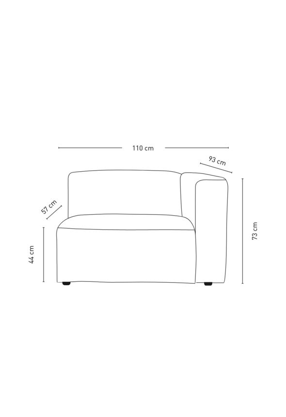 Modul 1,5 seter armlene høyre grå - 3