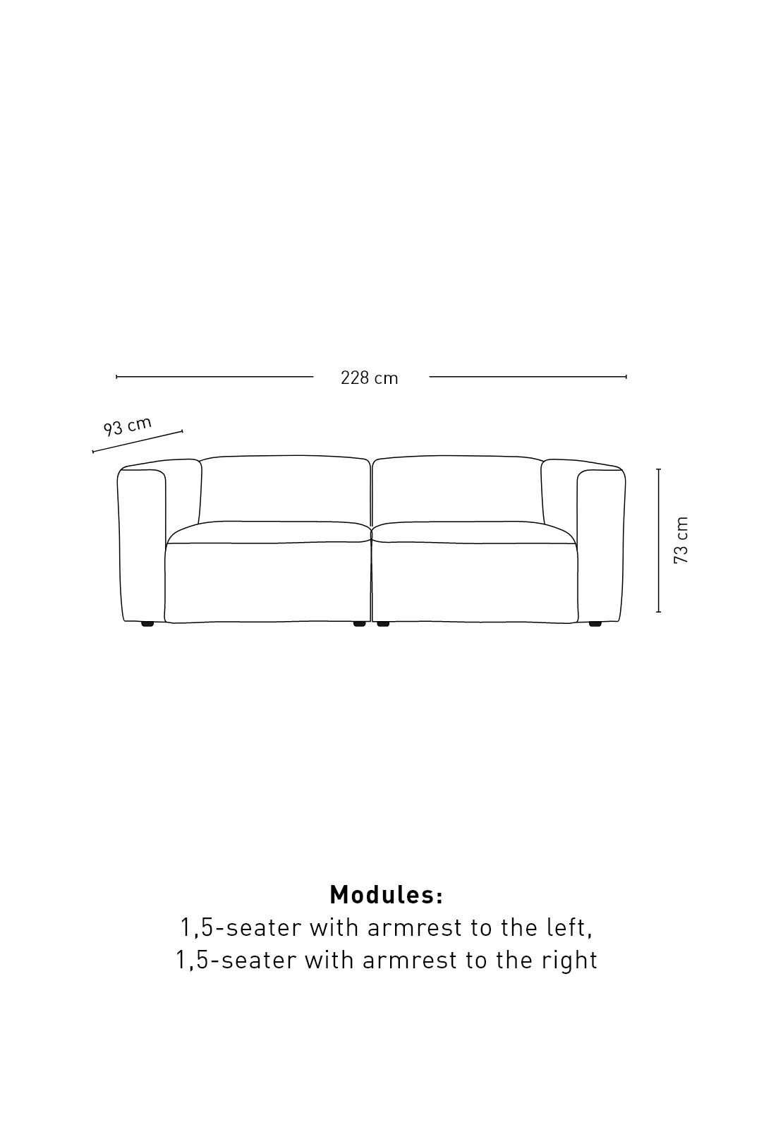 Modulsofa 2 deler m/armlene grå - 2