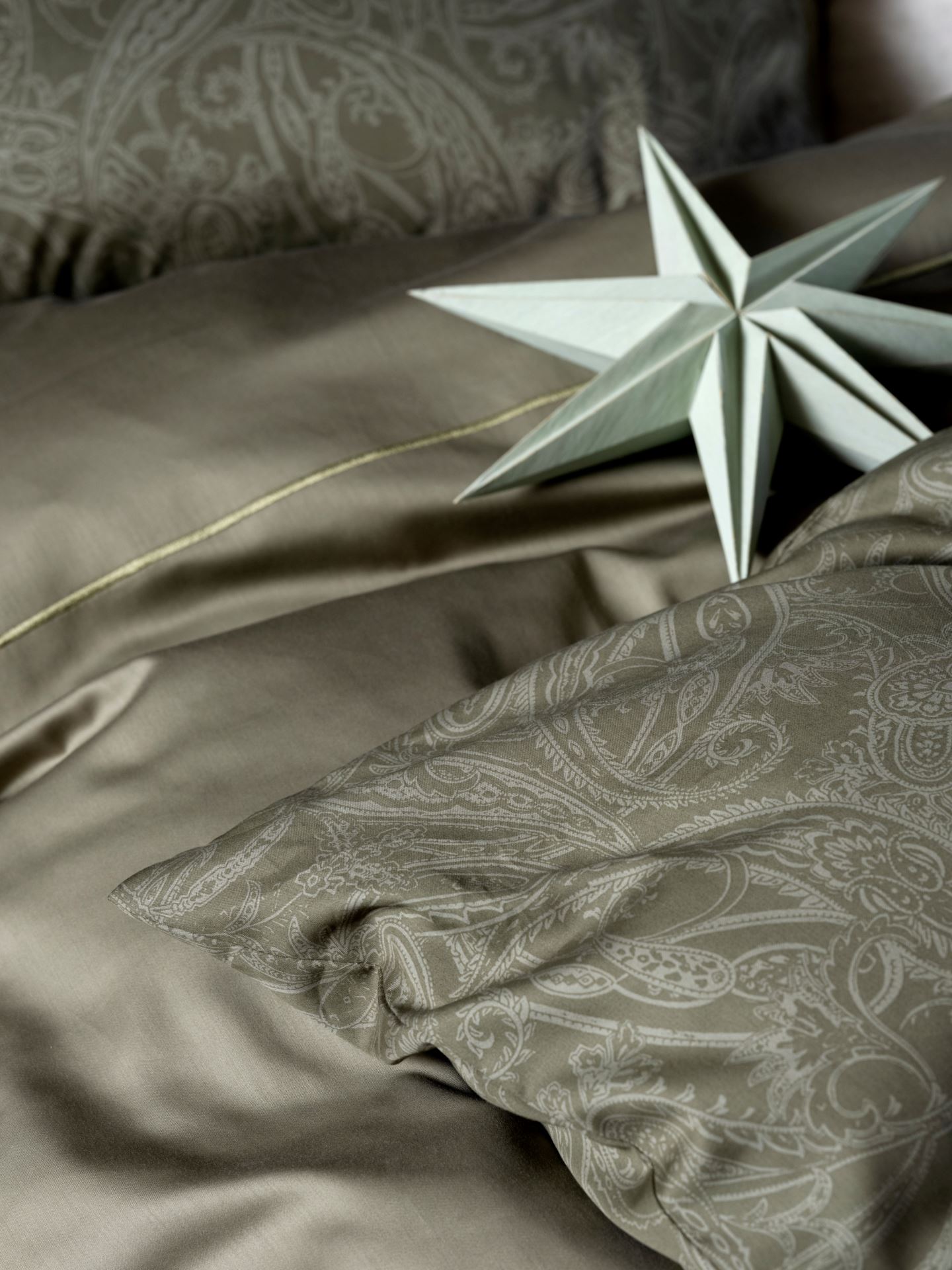 Egyptisk bomull sateng sengesett olivengrønn - 2