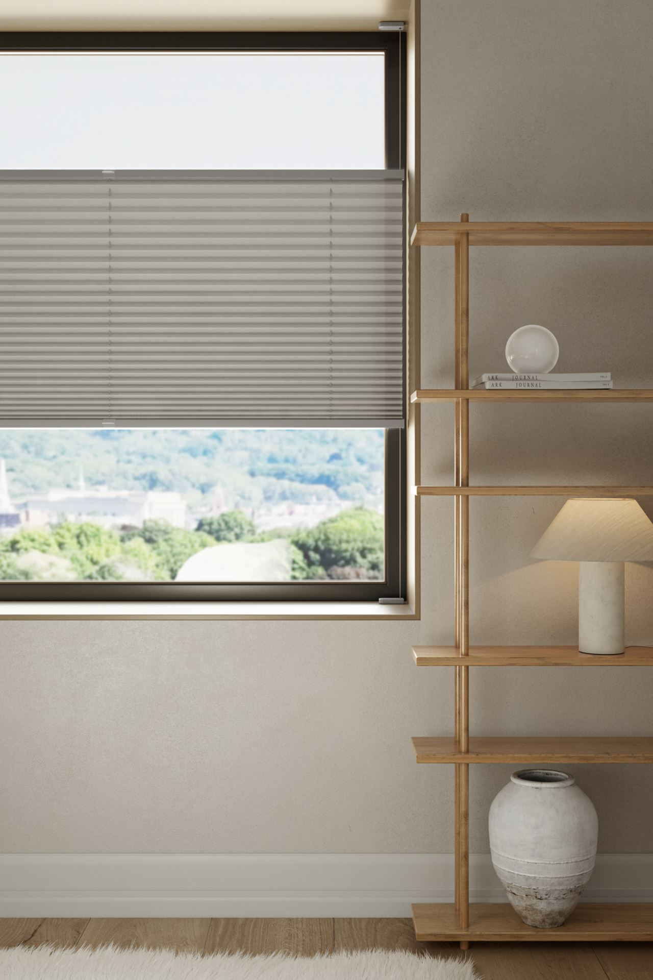 Lysfiltrerende plisségardin grå - 2