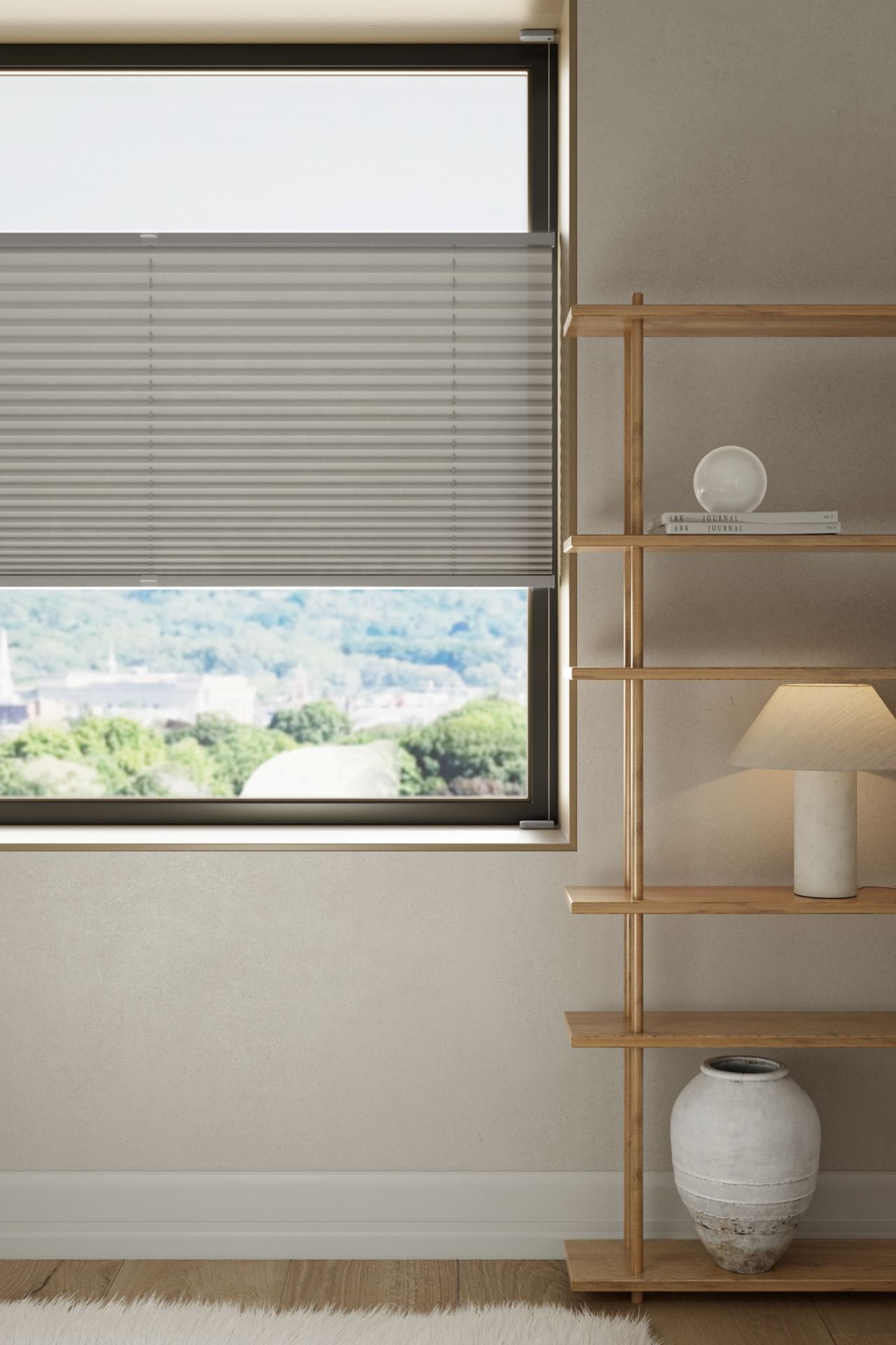 Lysfiltrerende plisségardin grå - 2