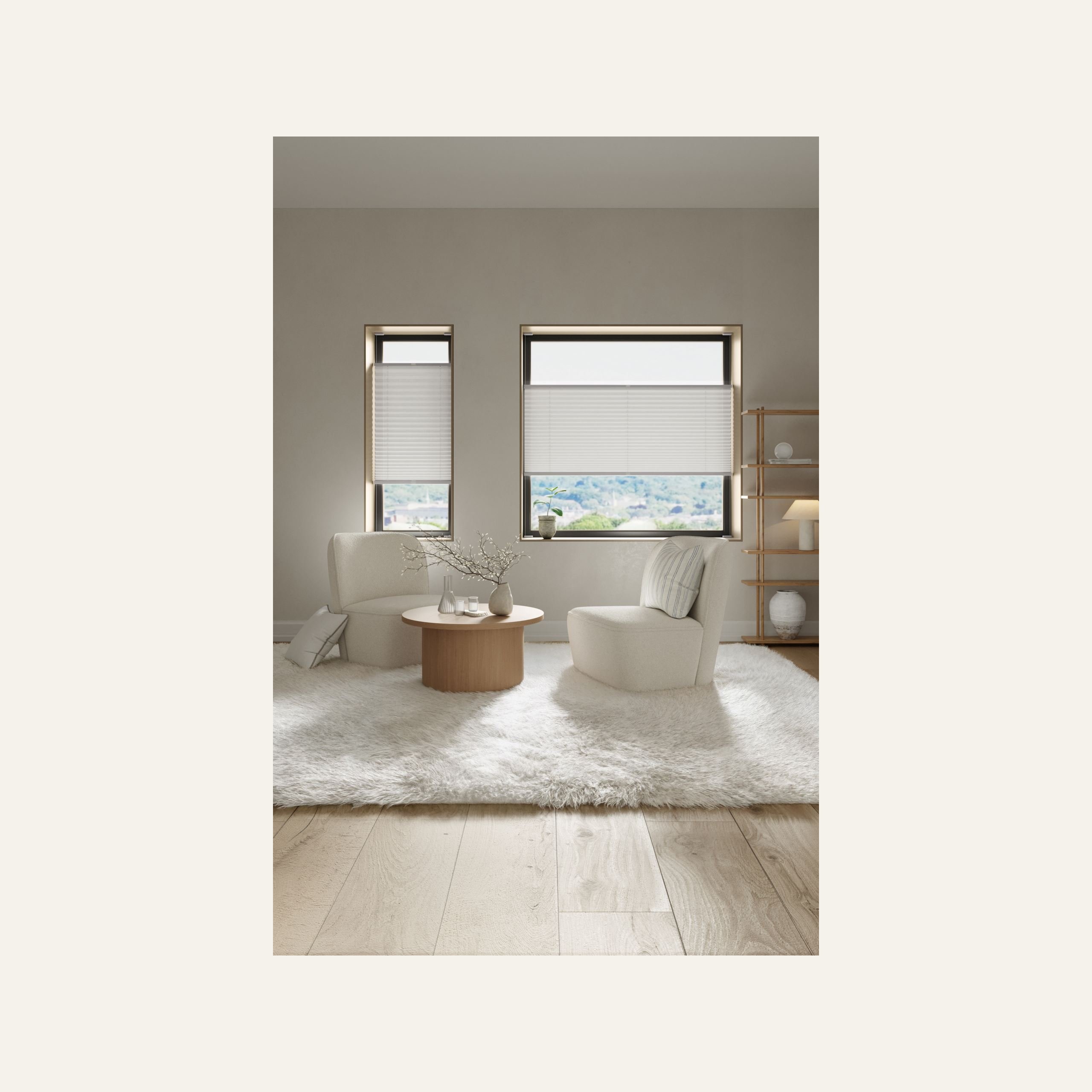 Lysfiltrerende plisségardin hvit - 2