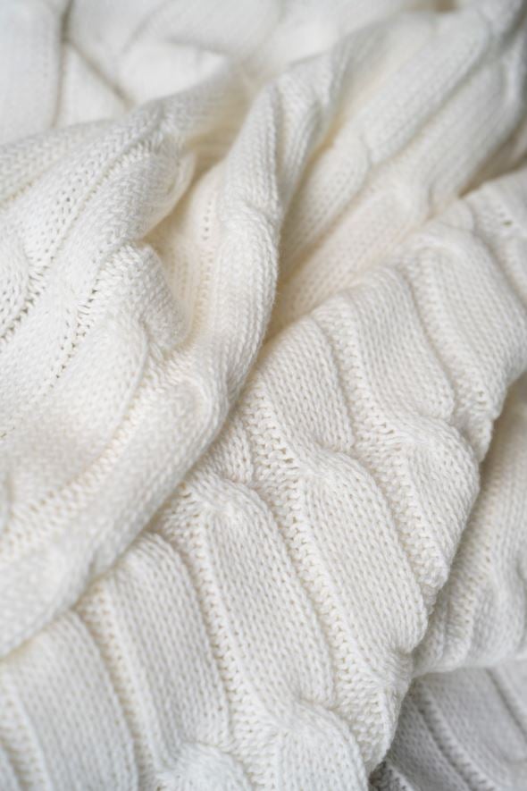Knitted blanket offwhite - 4