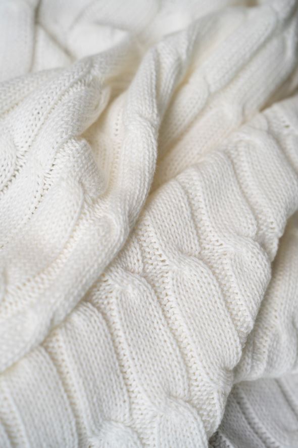 Knitted blanket offwhite - 4