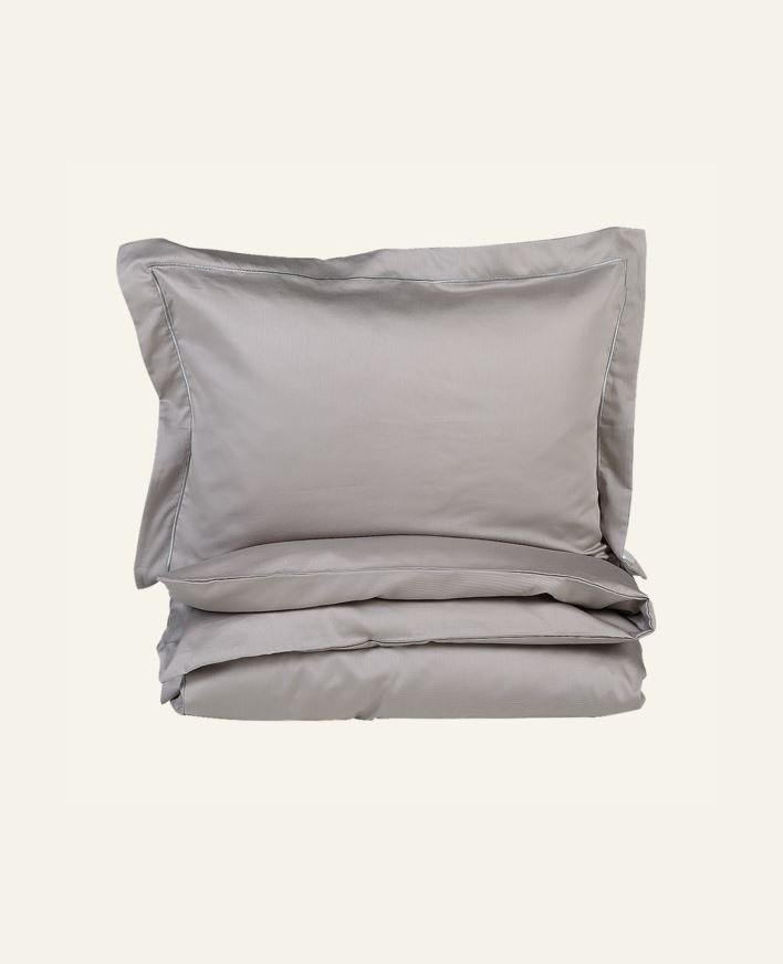 Egyptisk bomull sateng sengesett lys grå - 140x220 cm/50x70 cm lys grå - 1