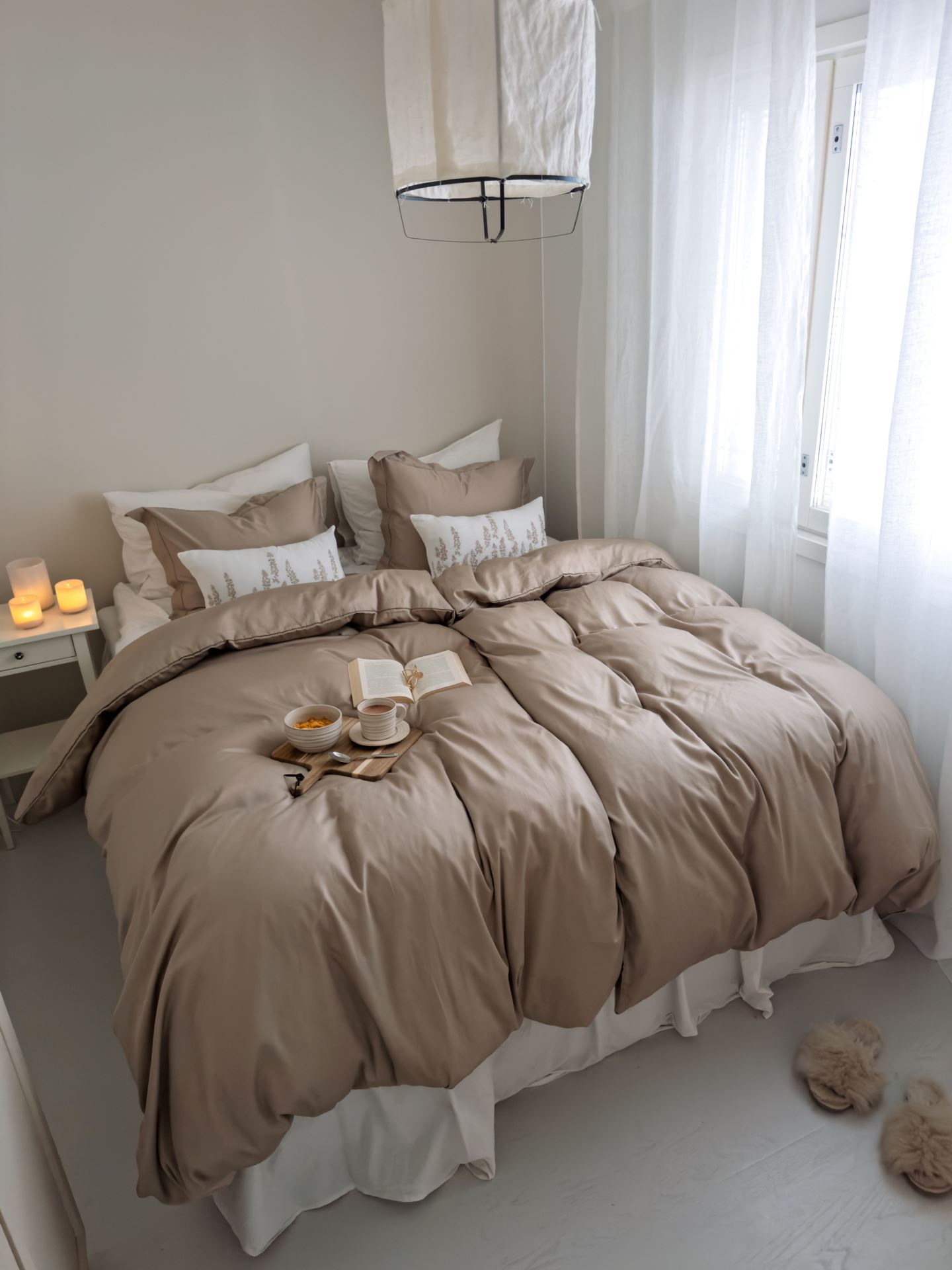 Egyptisk bomull sateng sengesett sand - 2