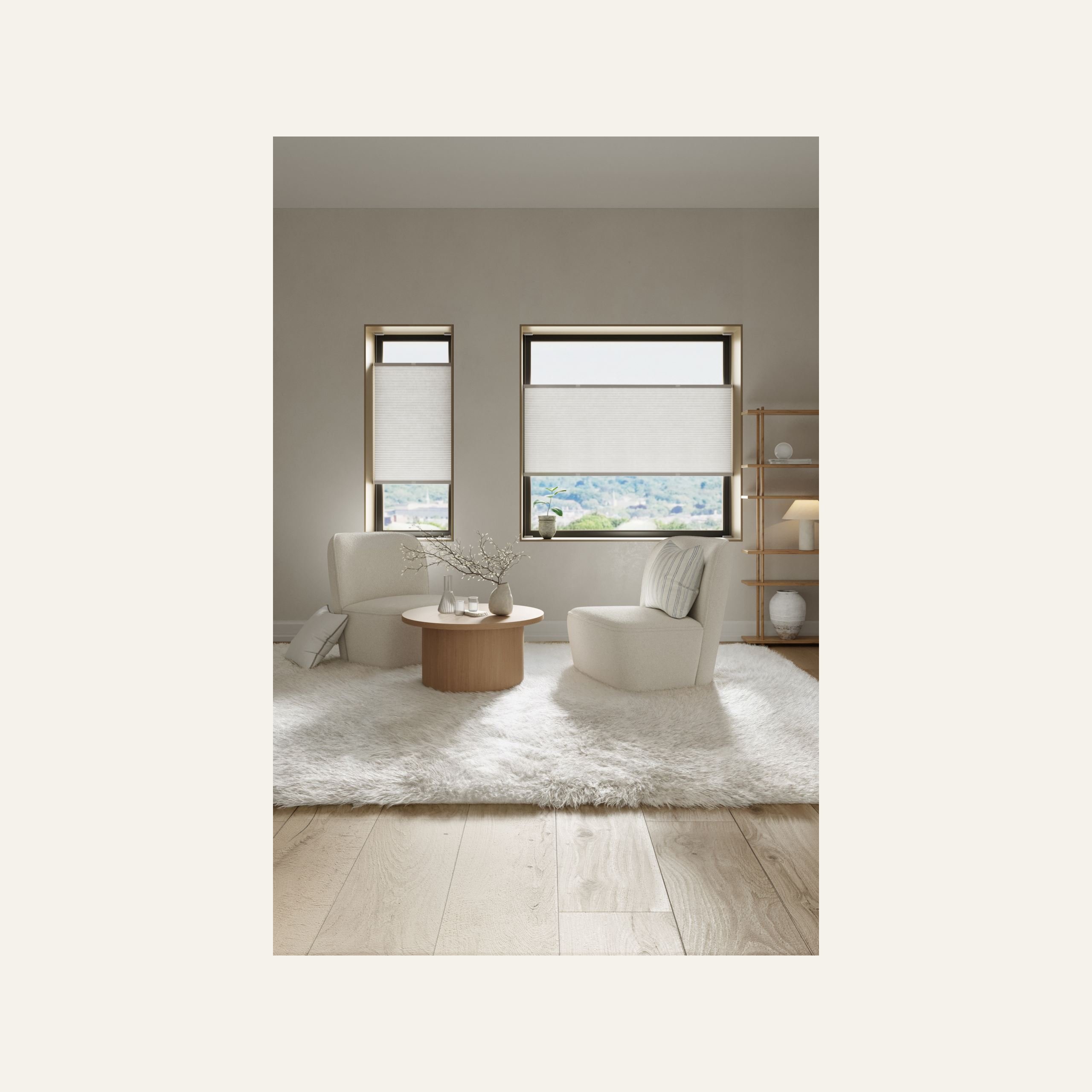 Lysfilt. dobbel plisségardin hvit - 3