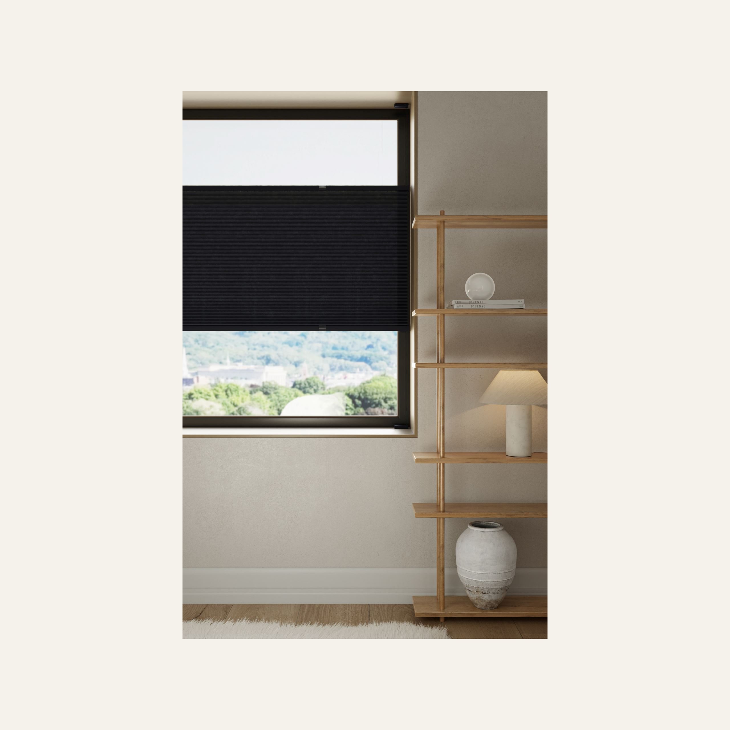 Lysfilt. dobbel plisségardin svart - 2