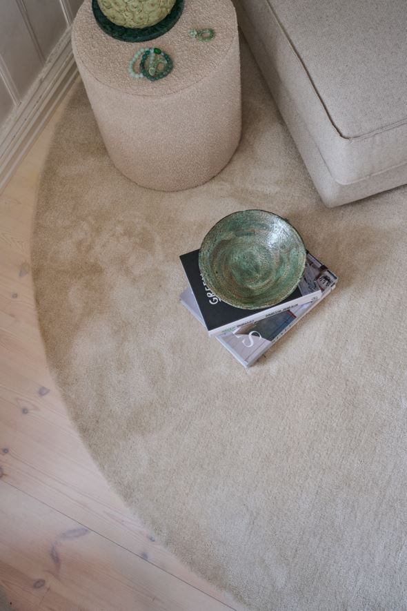 Rundt teppe lys beige - 2