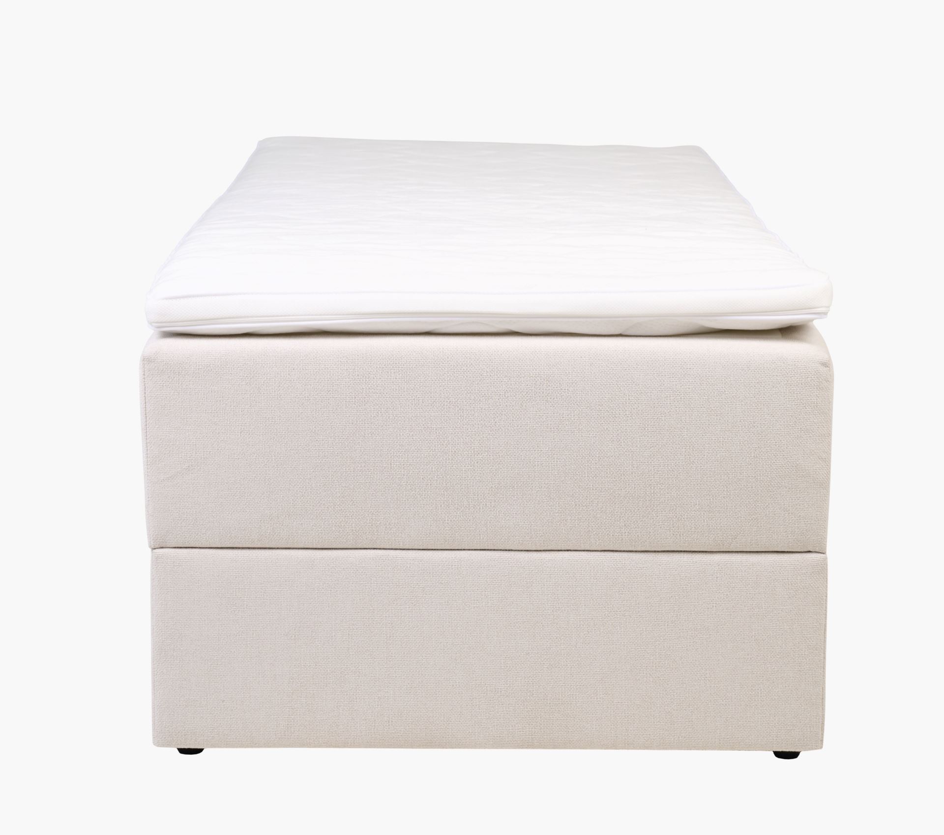 Seng med oppbevaring beige - 4