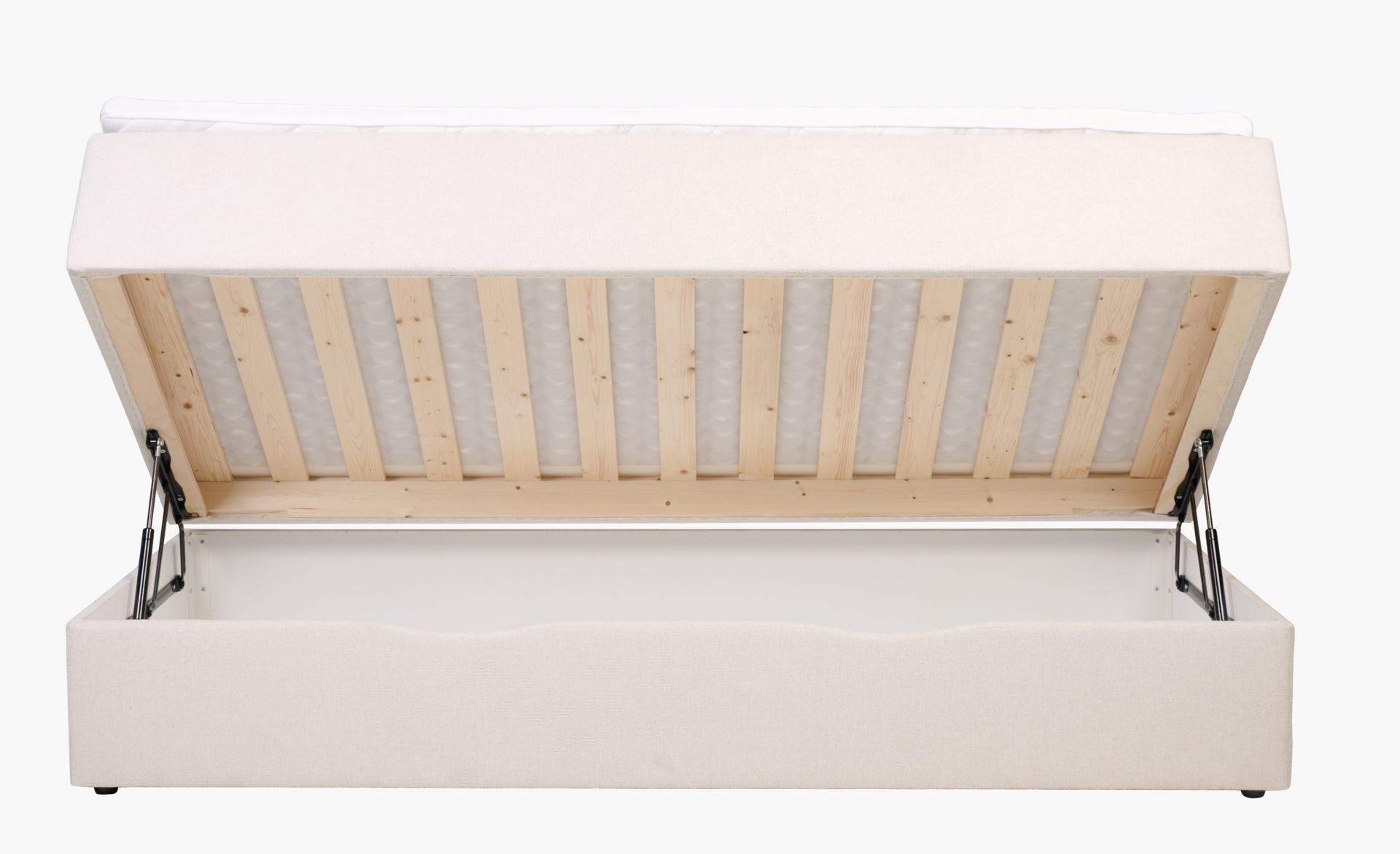 Seng med oppbevaring beige - 7