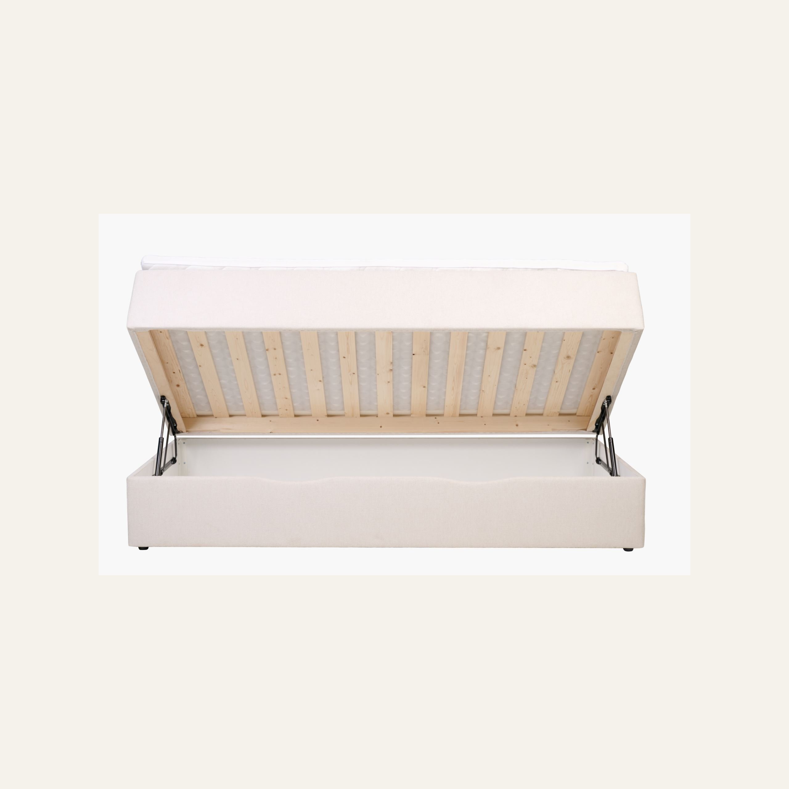 Seng med oppbevaring beige - 7