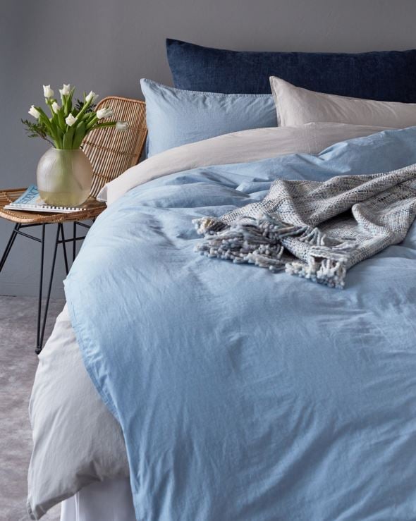 Bomull sengesett blå - 4