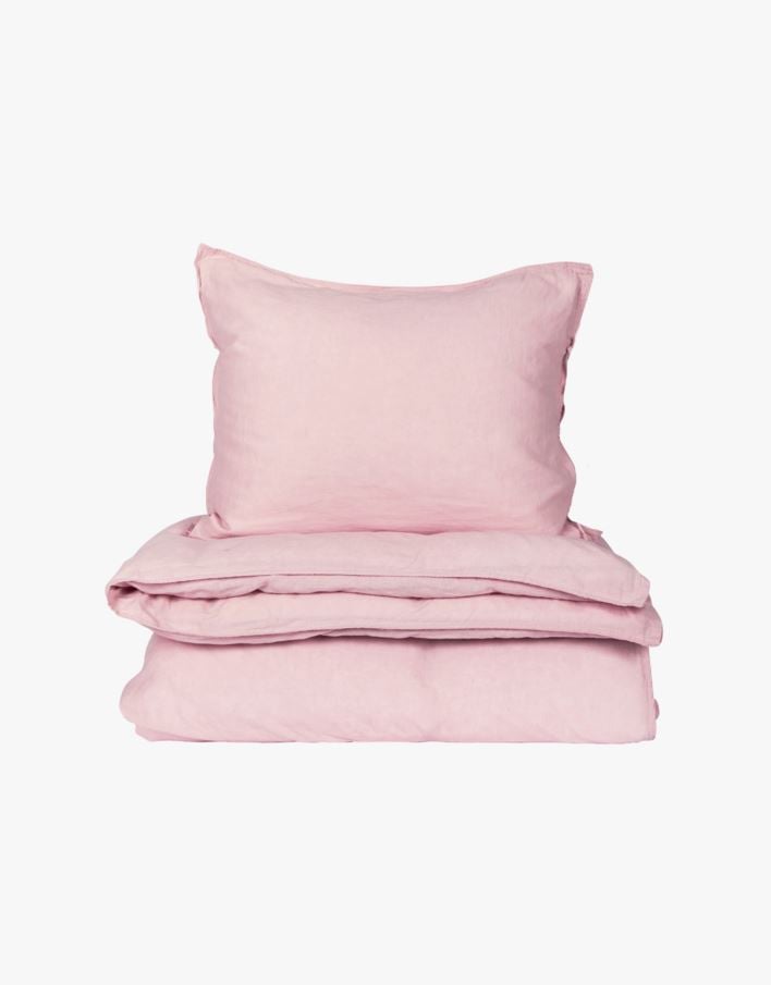 Lin & bomull sengesett pudderrosa - 140x200 cm pudderrosa - 1
