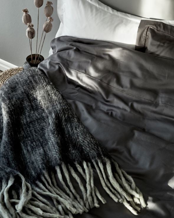 Egyptisk bomull sateng sengesett grå - 3