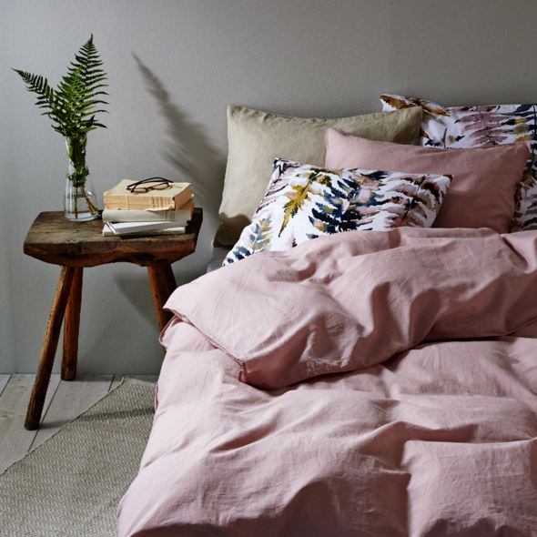 Lin & bomull sengesett pudderrosa - 2