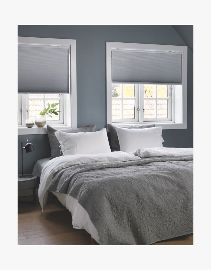 Lystett dobbel plisségardin hvit - 80x210 cm hvit - 1