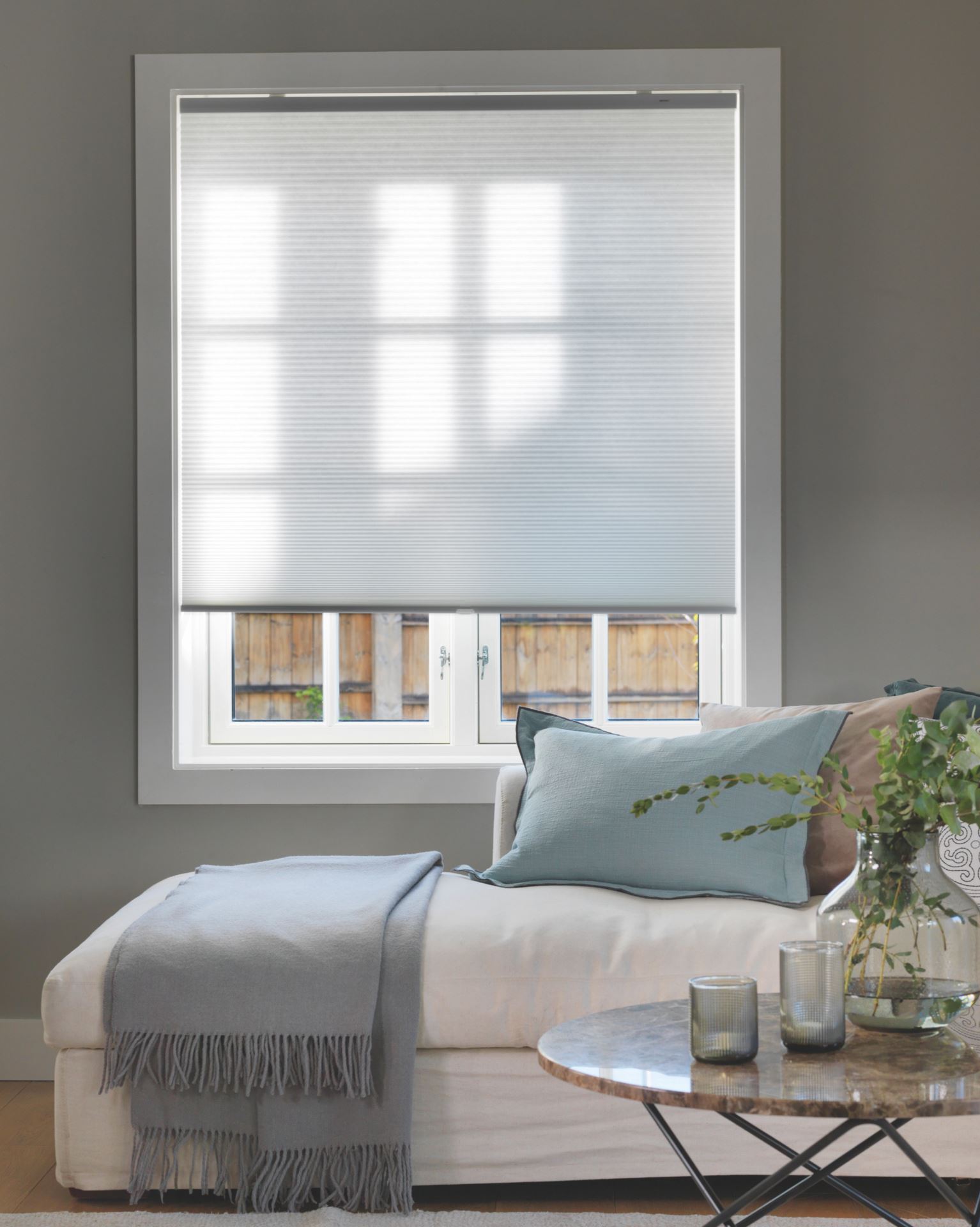 Lysfilt. dobbel plisségardin hvit - 6