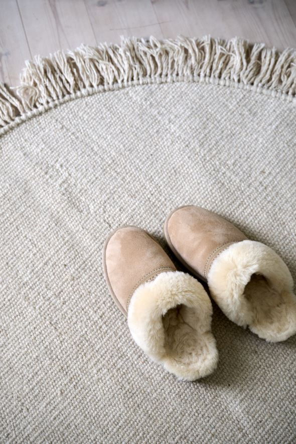 Rundt teppe lys beige - 2