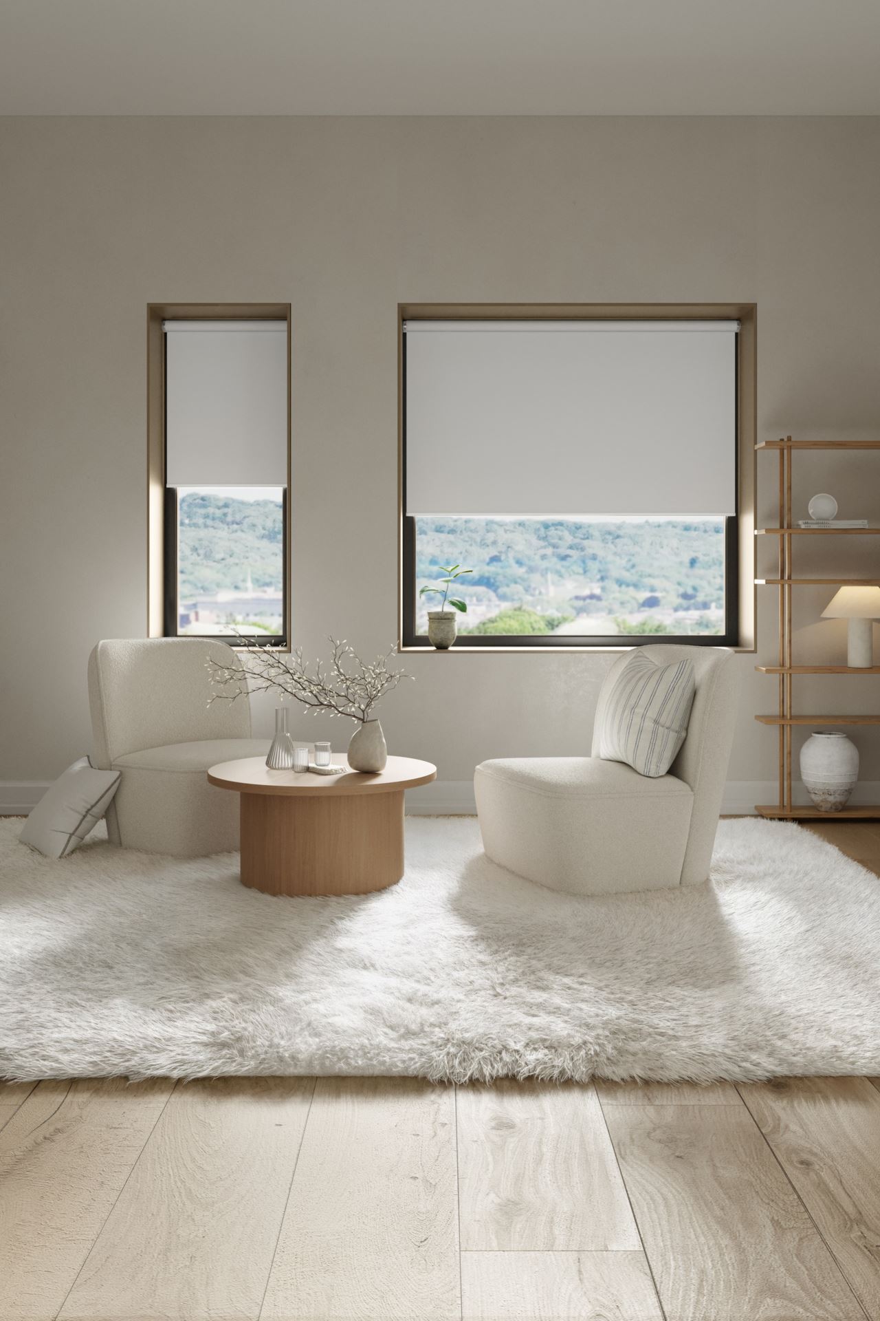 Lystett rullegardin trådløs hvit - 4