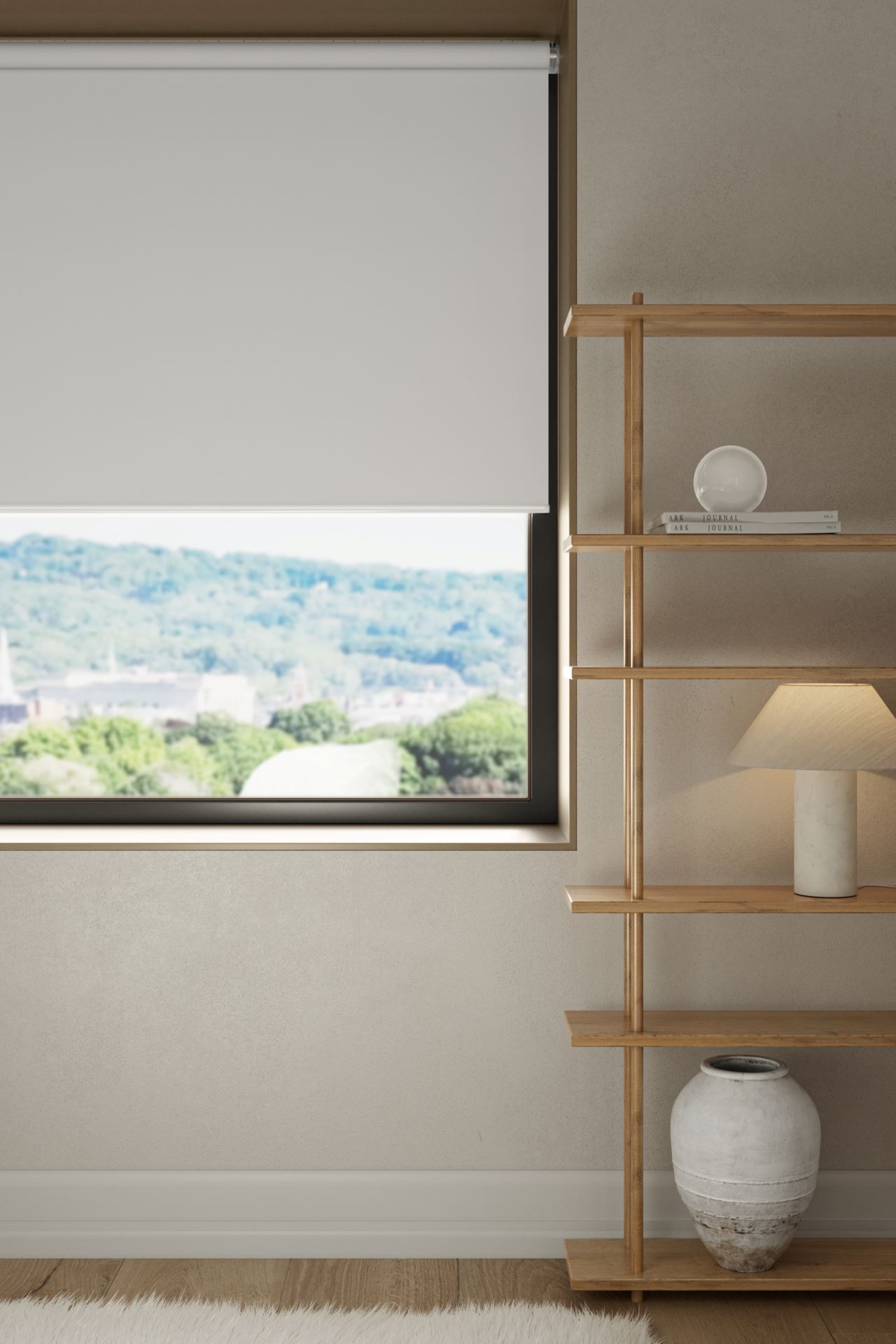 Lystett rullegardin trådløs hvit - 3