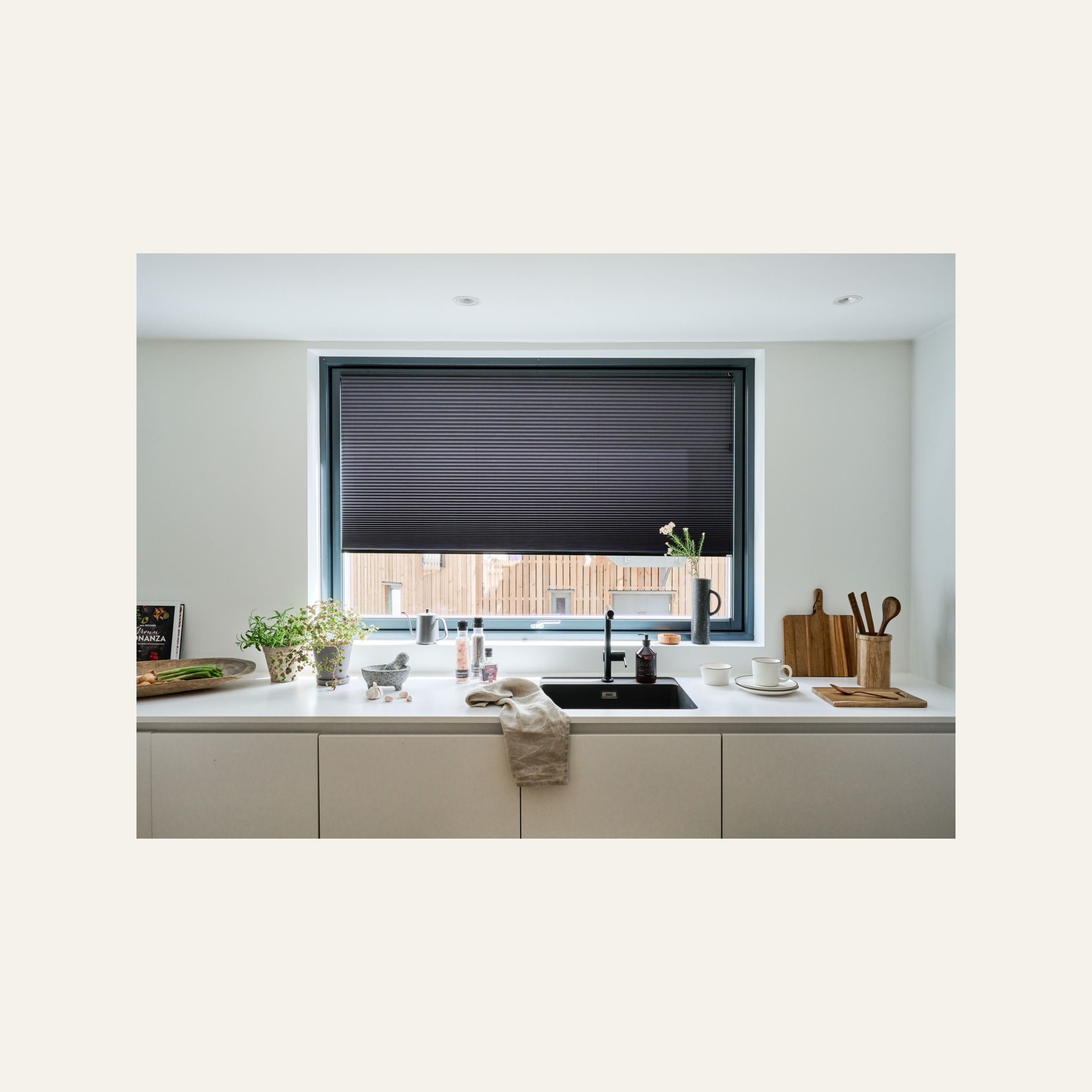 Premium dobbel plisségardin m/snortrekk 25mm multi - 2