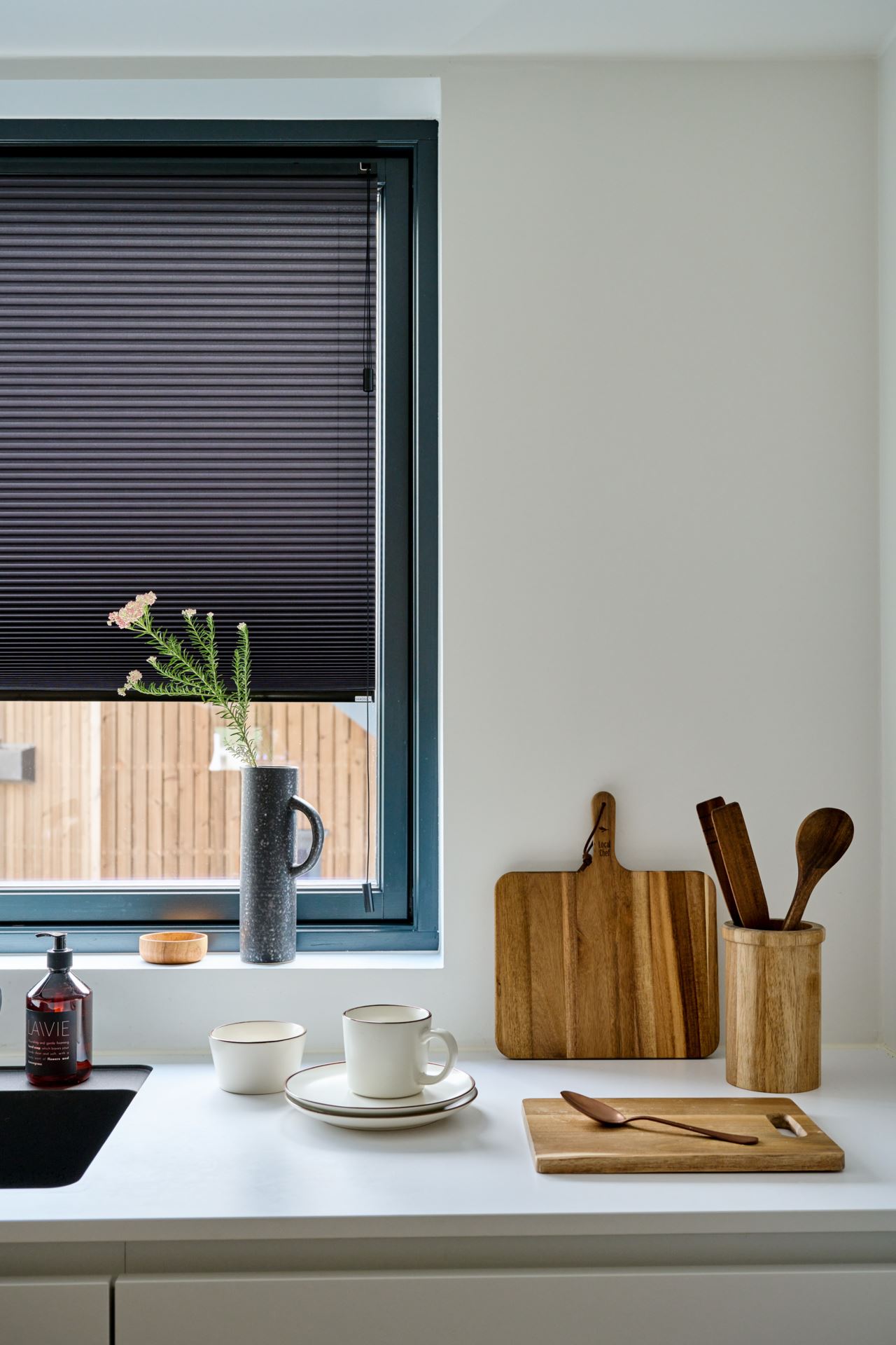 Premium dobbel plisségardin m/snortrekk 25mm multi - 4