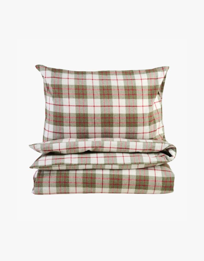 Garnfarget flanell sengesett multi rød - 200x220 cm multi rød - 1
