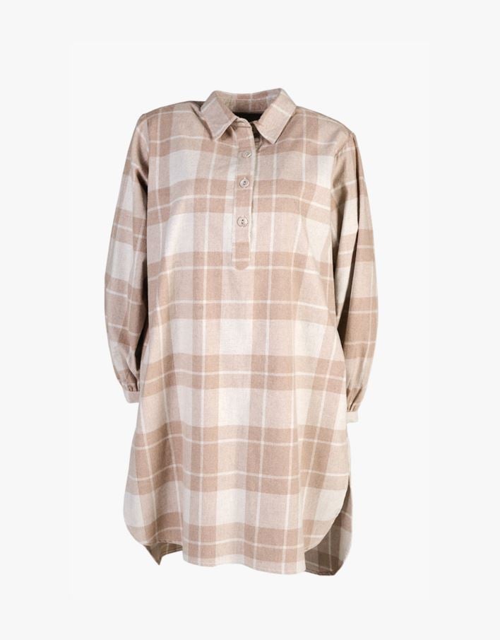 Garnfarget flanell nattskjorte sand - L/XL sand - 1