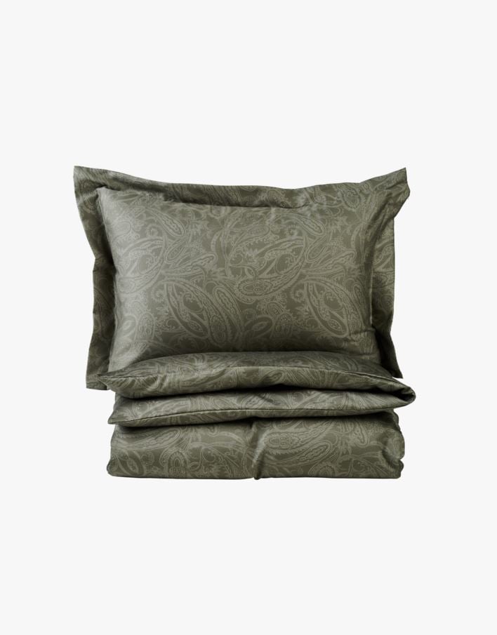 Egyptisk bomull sateng sengesett olivengrønn - 200x220 cm olivengrønn - 1