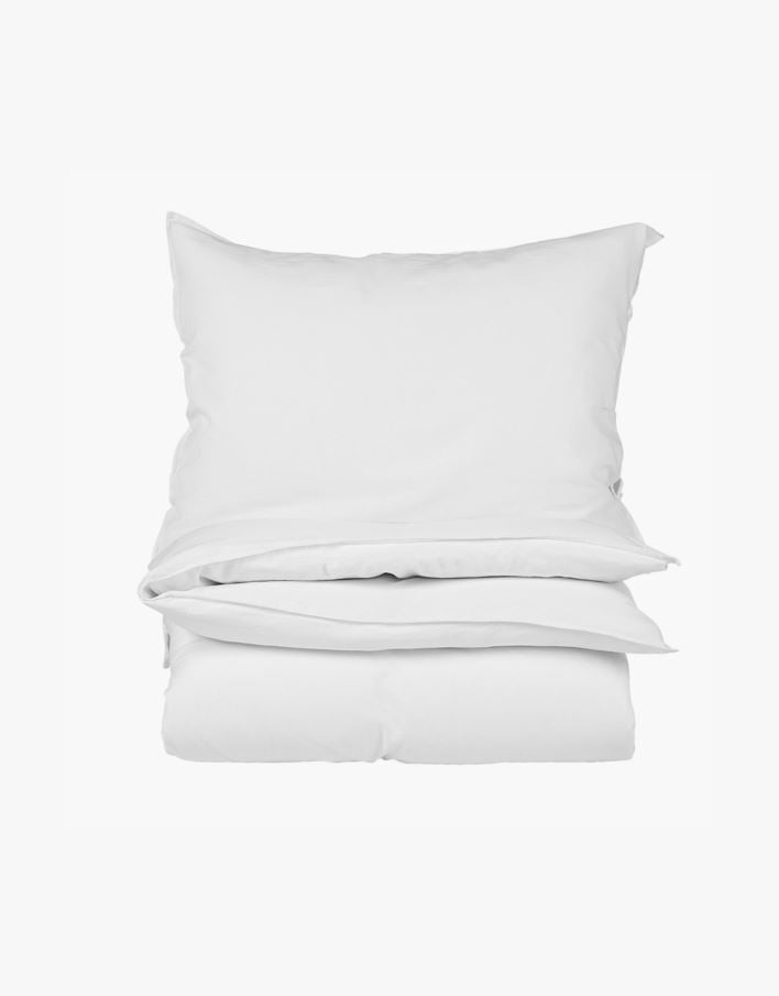 Lin & bomull sengesett hvit - 140x220 cm hvit - 1