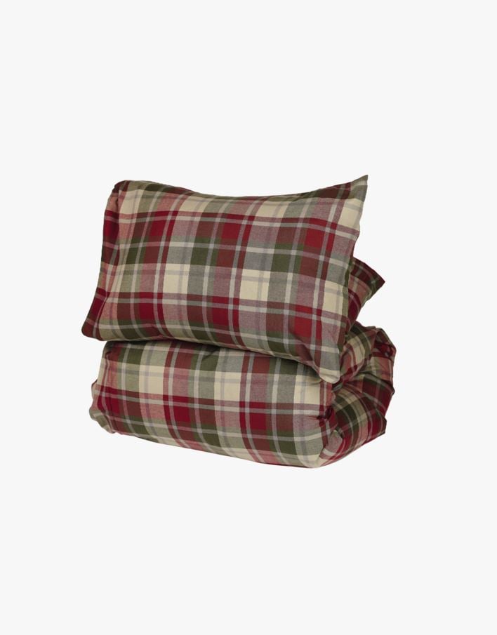 Garnfarget bomull sengesett rød - 140x200+50x70 cm rød - 1