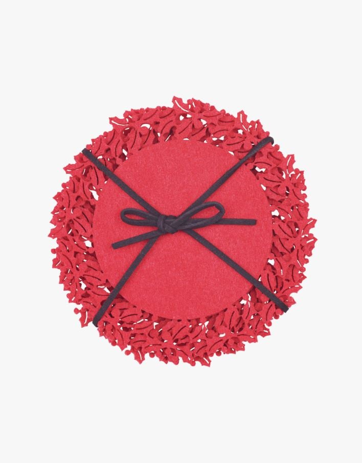 4 pk drikkebrikke rød - ø12 cm rød - 1