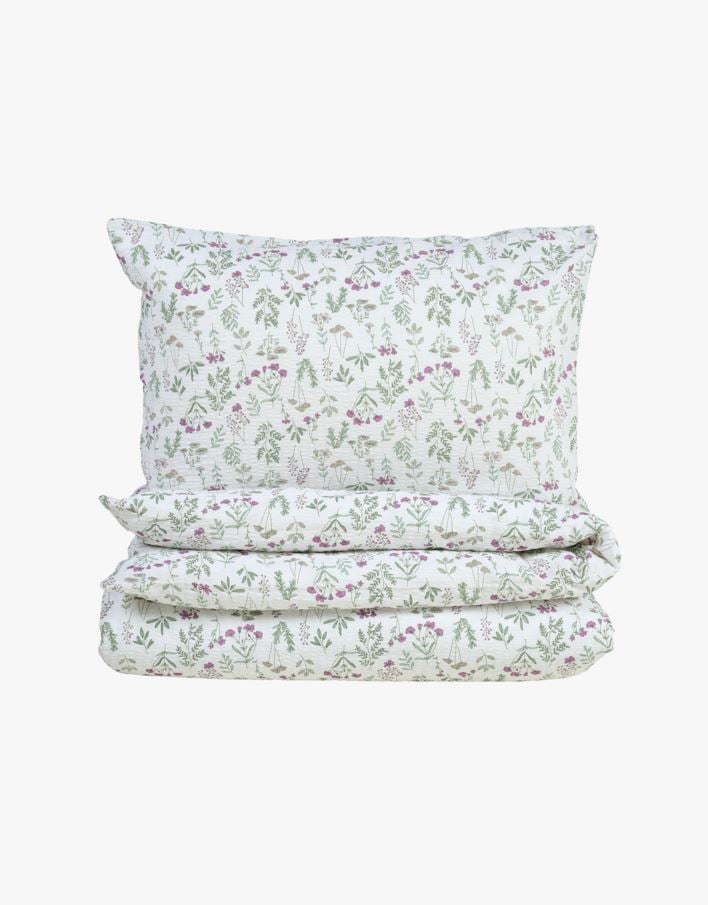 Krepp sengesett multi grønn - 140x220+50x70 cm multi grønn - 1