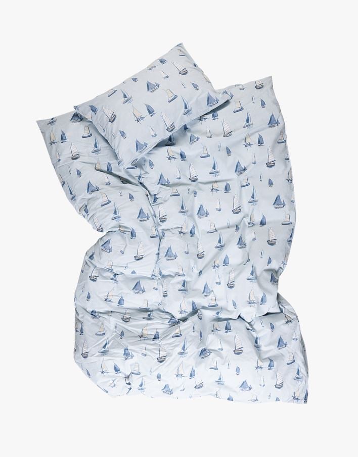 Bomull sengesett lys blå - 140x200 cm lys blå - 1