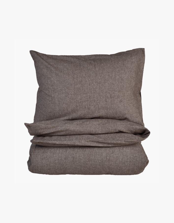 Garnfarget flanell sengesett brun - 140x220 cm brun - 1