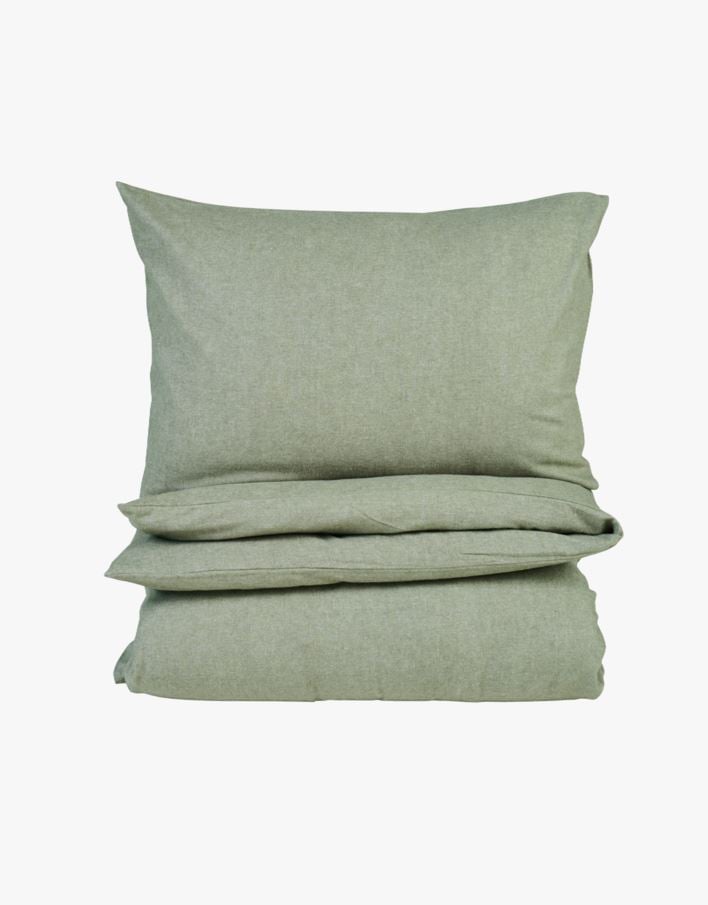 Garnfarget flanell sengesett olivengrønn - 140x220 cm olivengrønn - 1